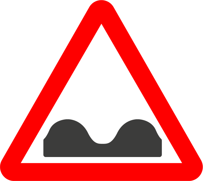 uneven road sign