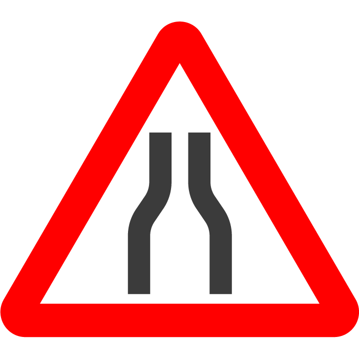 Road narrows sign